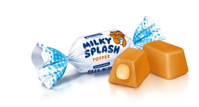 Roshen Milky Splash, Caramel Creamy Toffee with Milk Filling, Kosher, Halal 2.2lb/1kg