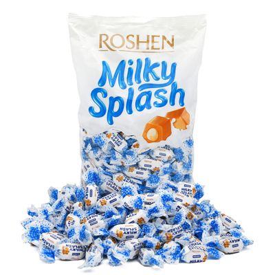 Roshen Milky Splash, Caramel Creamy Toffee with Milk Filling, Kosher, Halal 2.2lb/1kg