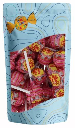 One Flavor Candy Chupa Chups Lollipop Lolli Pops Bulk in Resealable Bag (Strawberry &amp; Cream, Pack of 20)