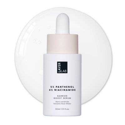 LAYERLAB 5% Panthenol Barrier Boost Serum - Hydrating &amp; Soothing Korean Skincare with 4% Niacinamide, Madecassoside, 5 Ceramides &amp; Mineral Water for a Stronger Skin Barrier (1.01 fl oz)