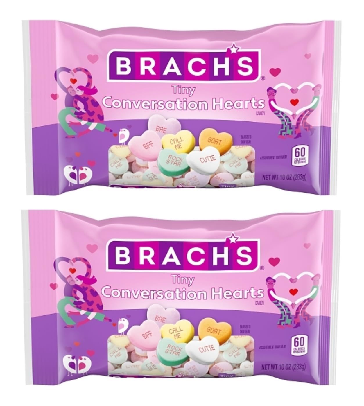 Tiny Conversation Hearts - 10 oz Bags - Pack of 2 - Smiling Sweets - Share the Fun with Everyone - Great for Parties and Gatherings - Enjoy with Friends and Family