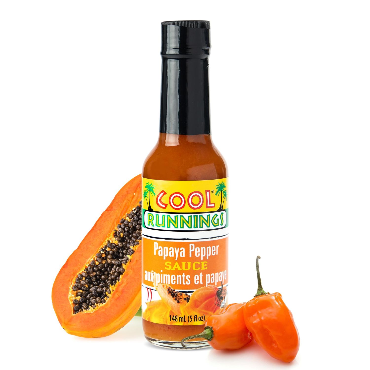 Cool Runnings USA Papaya Pepper Sauce, 148 ml - Unique Sweet and Spicy Caribbean Hot Sauce, Perfect table top hot sauce for your rice, pizza, wings, pasta and more