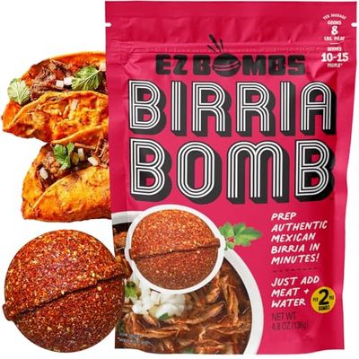 EZ Bombs Birria Bomb Seasoning, Pack of 2 - Authentic Mexican Spice Mix for Tacos, Burritos, Nachos, and Quesadillas - Made with Real Chiles, Herbs, and Spices for Quick and Flavorful Meals