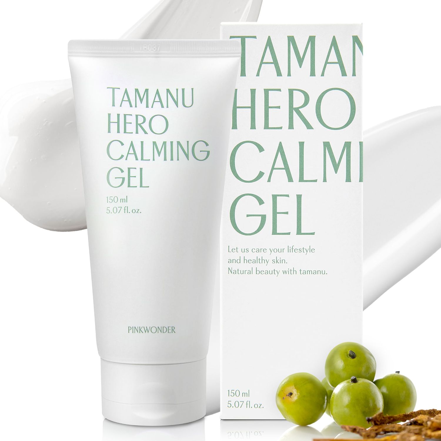 PINKWONDER Tamanu Hero Calming Gel 5.07oz (150ml) Organic Tamanu Gel, Cooling, Soothing Instant Relief for Skin &amp; Sunburn, Sunburn Relief, Alcohol Free, Gel cream, Korean Skincare