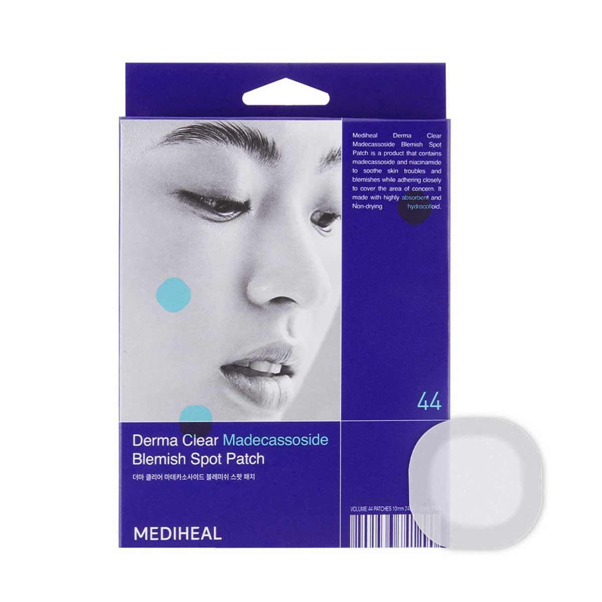 MEDIHEAL Derma Clear Madecassoside Blemish Patch (44 Counts) - Acne Spot Protection, Fast Healing with Madecassoside &amp; Niacinamide