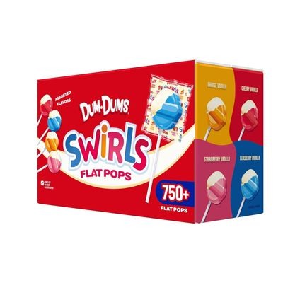 Dum Dums - Swirls Flat Lollipops Individually Wrapped - Classic Suckers &amp; Lollipops for Kids, Toddler Pops, Bulk Candy Suckers - Gluten-Free, Kosher, Assorted Flavors - 750 Count Case