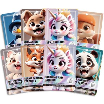 HHLTOH Kids Face Mask 8 Pack - Animal Character Sheet Masks, Spa Party Favors, Birthday Gifts for Girls, Sleepover Essentials, Korean Skincare, Cute &amp; Fun Facial Masks, Vegan &amp; Cruelty-Free