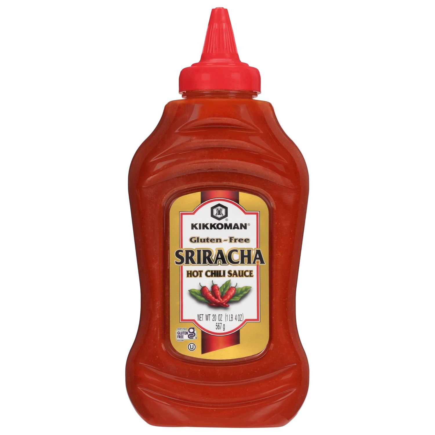 Kikkoman 00740 Gluten-Free Sriracha Hot Chili Sauce, 20 oz - Perfectly Balanced Heat and Sweetness, Infused with KikkomanTamari Soy Sauce, Certified