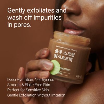 NEAF NEAF Yulmu Scrub Wash-Off Pack, Gently Exfoliates the Skin/Pore Cleansing and Hydrating with Sucroce & Honey Extract, Clear Complexion, Korean Skincare for All Skin Types (4.23 oz/120 g)