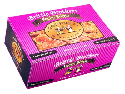 Brittle Brothers Pecan Brittle - 8 oz. Box : Voted 1-4xs more Nuts - Gift Pack Cashew Pecan Bacon Corporate Christmas Mother Father Chocolate