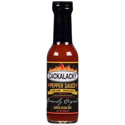 Cackalacky Famously Original Super Extra Hot Pepper Sauce - 5 oz Bottle - Extreme Heat for Grilling, Marinades &amp; Fiery Dips