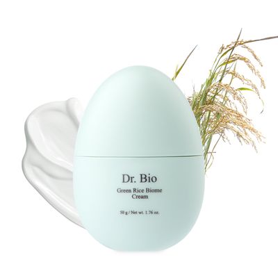 Dr.Bio Green Rice Biome Cream (1.69 fl.oz) with Probiotic, Vegan Moisturiser, Reduce Dark Spot, Treat Hyperpigmentation &amp; Blemish, Radiant Skin, Skin Barrier Care, Fragrance-Free, Korean Skincare