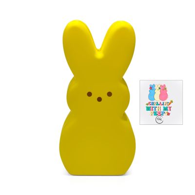 SIMPLE QUALITY Chillin with My Peeps Temporary Tatoo 3 Pack Bundle with Peeps Marshmallow Bunny Novelty Light Up Decorative LED Lighted Figure 10 Inch Yellow
