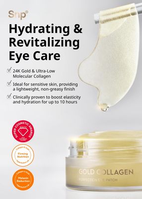 SNP K Beauty 24K Gold Perfection Eye Patch Nourishing Under Eye Patches for Wrinkles and Dark Spots Under Masks for Puffy Eyes and Dark Circles Korean Collagen Skincare 60 Patches