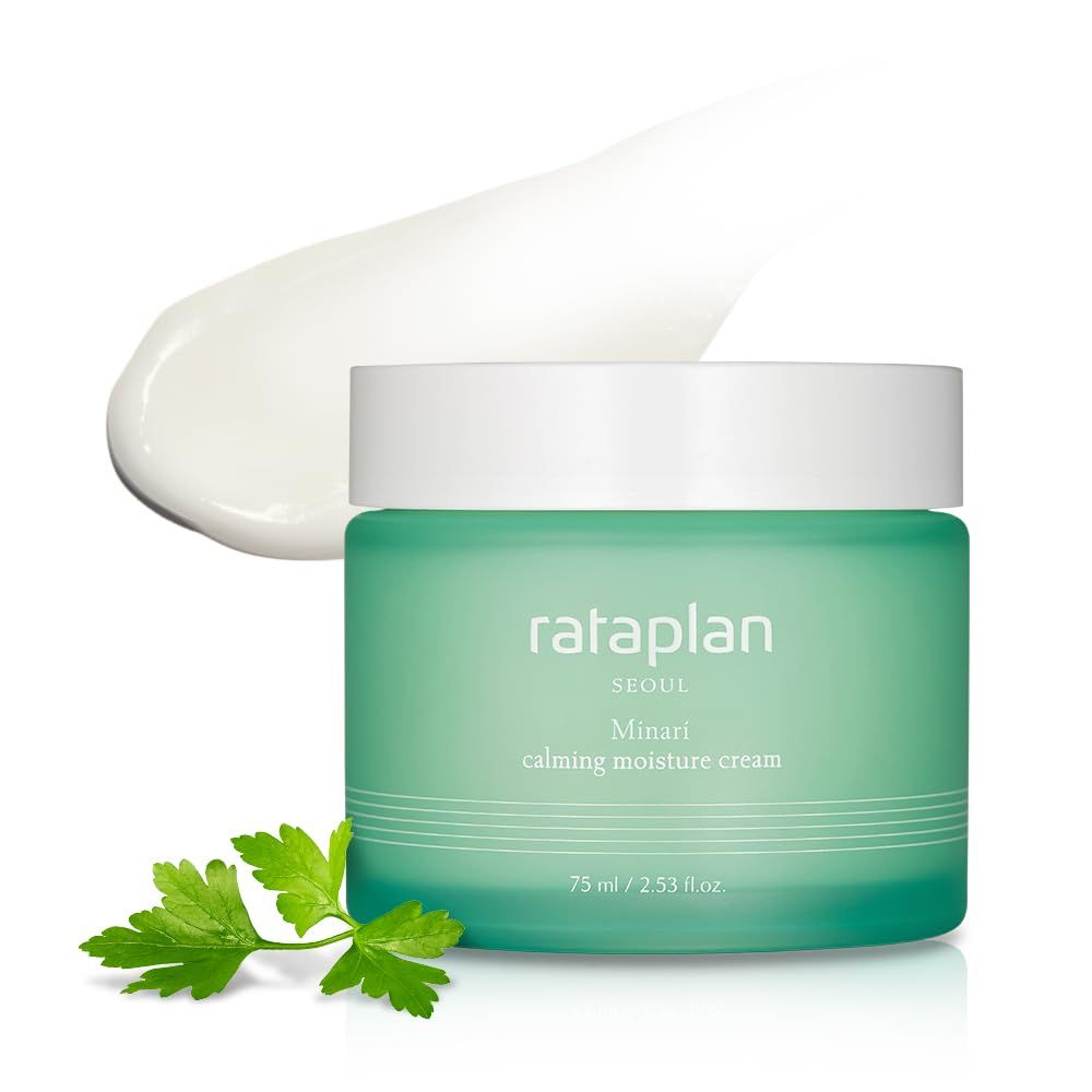 RATAPLAN Minari Calming Moisture Cream with Hyaluronic Acid, Centella Asiatica, Heartleaf, Reduce Skin Heat, Daily Face Gel Cream for Dry and Sensitive, Korean Skincare 2.53 fl oz
