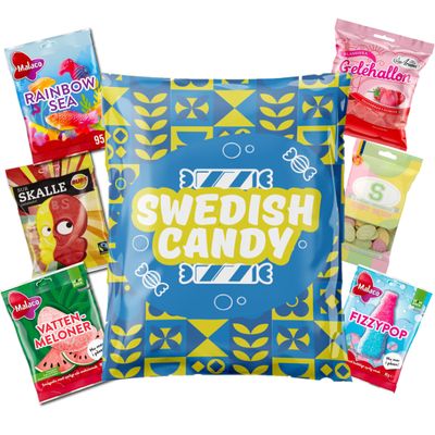 Swedish Candy Mix - 6 Bags with Sour, Sweet And Fizzy Candy