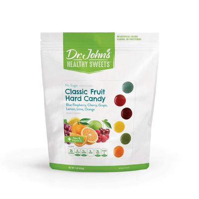 Dr. Johns Sugar Free Candy, Healthy Hard Candy with Zero Sugar, Low Calorie Snacks, Keto Friendly, Vegan, Gluten Free, Classic Fruit Flavors, 100 Count, 1 LB