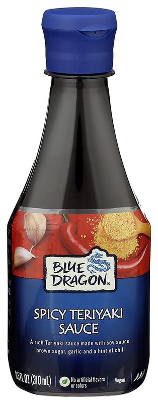 Blue Dragon Spicy Teriyaki Sauce, Dipping Sauce, Marinade, Squeezy Bottle, Vegan, 10.5 Ounce (Pack of 6)