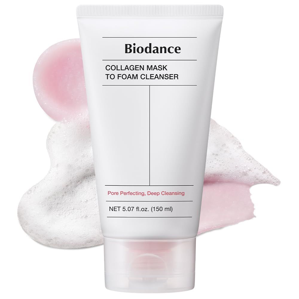 BIODANCE Collagen Mask To Foam Cleanser, Face Wash for Women, 2-in-1 Pore Mask and Hydrating Foaming Facial Cleanser for Sensitive Skin, Oily Skin, 5.07 fl. oz. (150 ml)