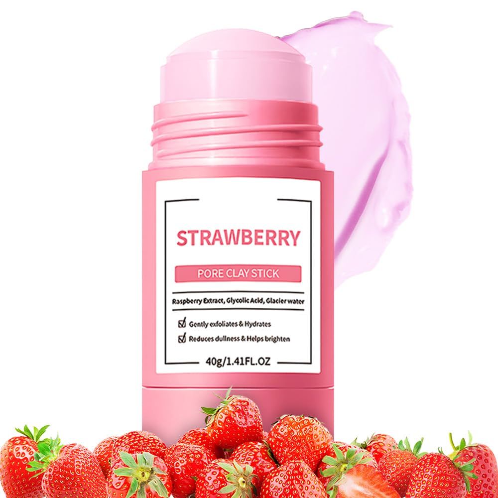FeiCuiYun Clay Mask For Face, Vitamin C Face Masks with Turmeric and Kaolin Clay, Deep Cleansing Pores, Skincare Facial Mask for Refining Pores and Controlling Oil, (Strawberry)