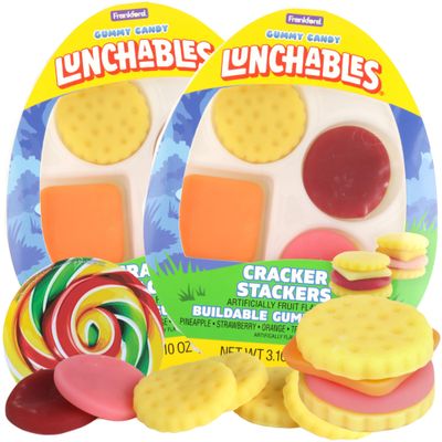 Sweetzo Easter 2024 Gummy Lunchable Kit, Candy that Looks Like Food, Basket Stuffers, 3.14 Ounces (Pack of 2) (Cheese and Cracker)