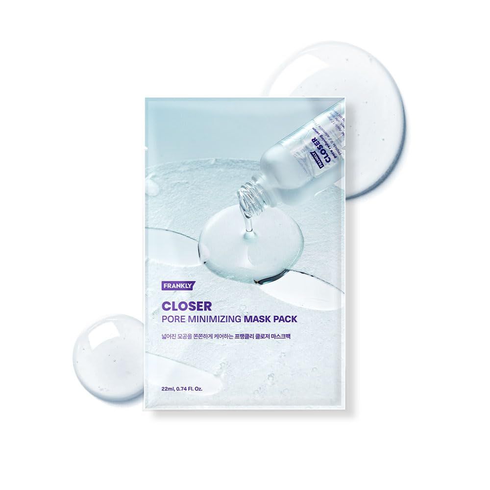 FRANKLY Closer Pore Minimizing Mask - Korean Semi-Gel Face Sheet Mask for Pore Care, Hydration &amp; Firming Korean Skin Care with Collagen, Triple Hyaluronic Acids &amp; Peptides 0.74 fl oz, 1pc