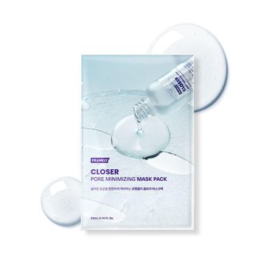 FRANKLY Closer Pore Minimizing Mask - Korean Semi-Gel Face Sheet Mask for Pore Care, Hydration &amp; Firming Korean Skin Care with Collagen, Triple Hyaluronic Acids &amp; Peptides 0.74 fl oz, 1pc