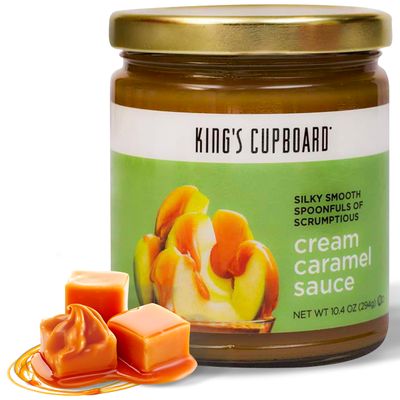 King&#39;s Cupboard Cream Caramel Sauce - The Perfect Sauce for Ice Cream, Fruit Dip, Topping Desserts, Caramel Drizzle for Coffee - Gluten-Free, Kosher, All Natural Ingredients, 10.4 oz