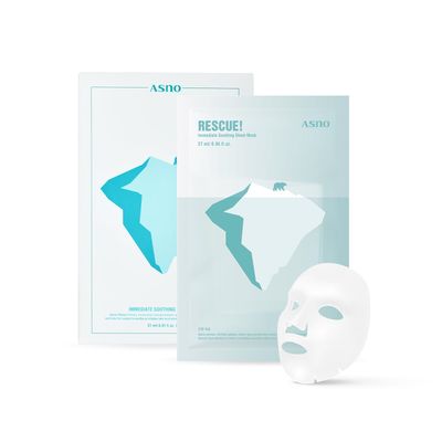 ASNO Rescue Immediate Soothing Sheet Mask 5ea, Calming Facial Sheet Mask for Acne, Pimple, Redness, Sensitive Skin, Green Salvia Houttuynia Cordata Centella Asiatica, Korean Skin Care