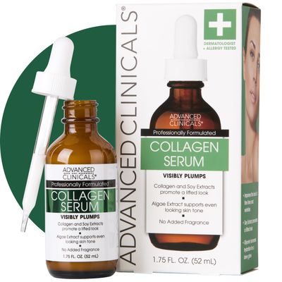 Advanced Clinicals Collagen Serum For Face Visible Anti Aging Collagen Peptide Serum Hyaluronic Acid Moisturizer Improves Look Of Wrinkles, Dry Skin, &amp; Fine Lines, No added Fragrance, 1.75 Fl Oz
