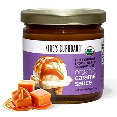 King&#39;s Cupboard Organic Caramel Sauce - The Perfect Sauce for Ice Cream, Fruit Dip, Topping Desserts, Caramel Drizzle for Coffee - Gluten-Free, Kosher, Organic, All Natural, 7.7 oz