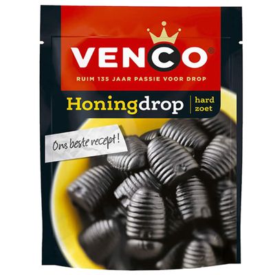 Venco Honingdrop I Hard and Sweet Drops with Honey I Licorice from the Netherlands I Dutch Sweet Licorice from Holland I Dutch Liqourice 225g 7.93 ounce