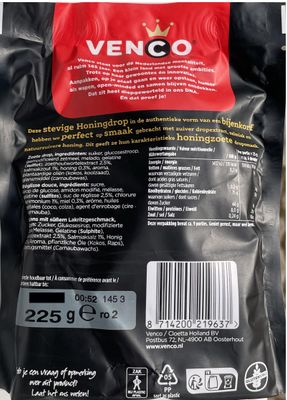 Venco Honingdrop I Hard and Sweet Drops with Honey I Licorice from the Netherlands I Dutch Sweet Licorice from Holland I Dutch Liqourice 225g 7.93 ounce