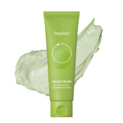 beplain Mung Bean pH-Balanced Cleansing Foam (2.7fl.oz/80ml) Fragrance-Free Non-Comedogenic Tested Deep Pore Facial Cleanser Suitable for Sensitive Skin Face Mask Cleanser Korean Skincare