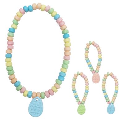 Fruidles Easter Egg Candy Bracelet &amp; Necklace Variety Pack, Multicolor Fruit-Flavored Chewables for Party Favors (12-Pack)