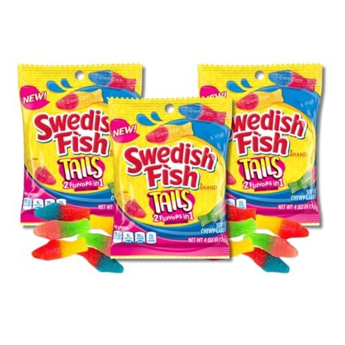 Swedish Fish - Pack of 3, 3.6 oz. Bags By Lyza&#39;s Sweets &amp; Treats (Fish Tails (Dual-Flavor))