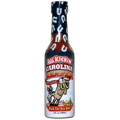 ASS KICKIN&#39; Carolina Reaper Hot Sauce - 5 oz - Premium Gourmet Hot Sauce for Chicken Wings and Breakfast Burritos-Perfect Stocking Stuffers or Christmas Gifts for the hot sauce fan-Try if you Dare!
