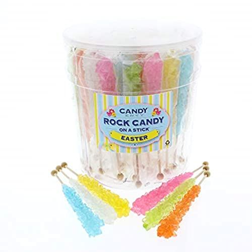 Candy Envy - Easter Rock Candy Sugar Sticks - 36 Indiv. Wrapped - Pastel Colors