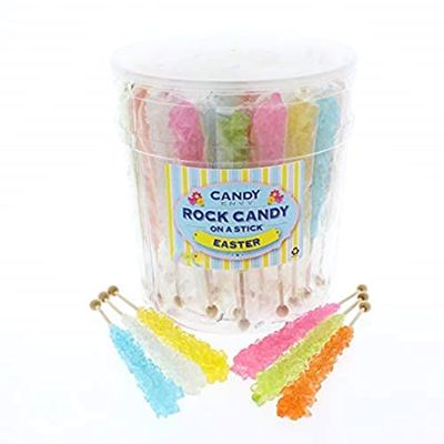 Candy Envy - Easter Rock Candy Sugar Sticks - 36 Indiv. Wrapped - Pastel Colors
