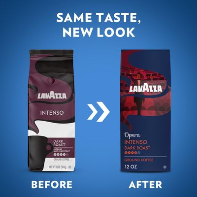 Lavazza Opera Intenso Ground Coffee 12oz Bag, Dark Roast, Bold and Balanced Taste, Intensity 4/5, Arabica and Robusta, Ideal for Drip Brewers, (Pack of 1) - Package May Vary