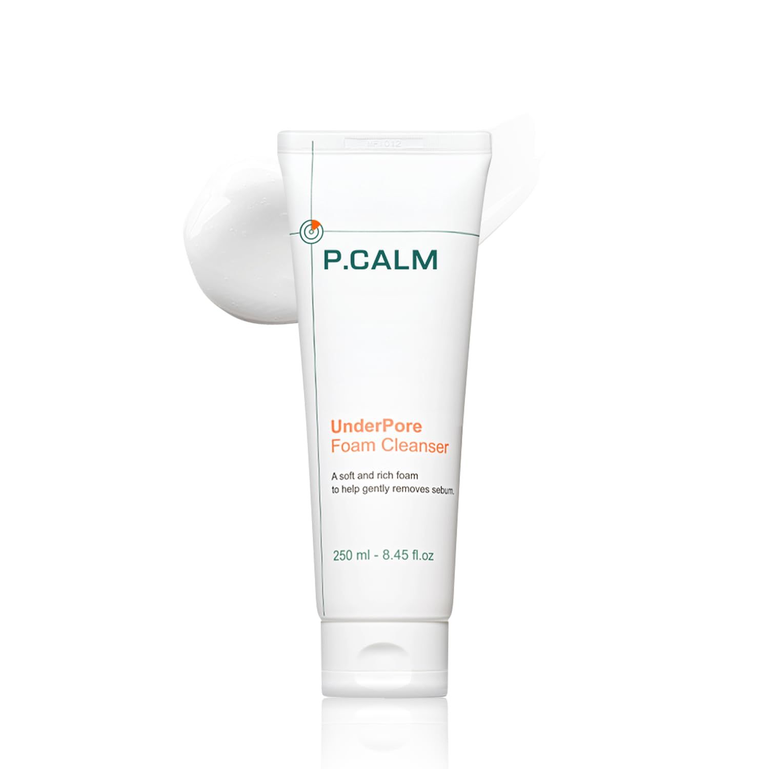 P.CALM Underpore Foam Cleanser - Azulene for Deep Pore Cleansing, Blackhead &amp; Whitehead Removal, Korean Vegan Facial Wash for Sensitive Skin (250ml / 8.45 fl.oz)