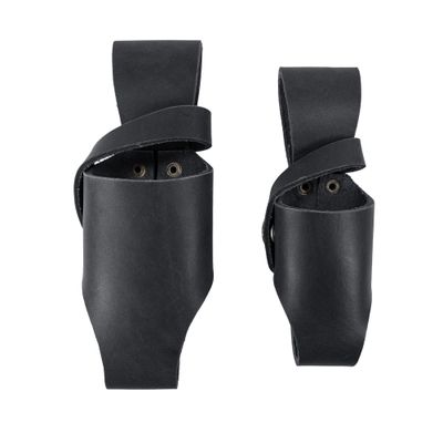 Hide &amp; Drink, Hot Sauce Holster (2 Pack) 5oz &amp; 2oz Bottle Belt Sheath Handmade from Thick Full Grain Leather - Charcoal Black