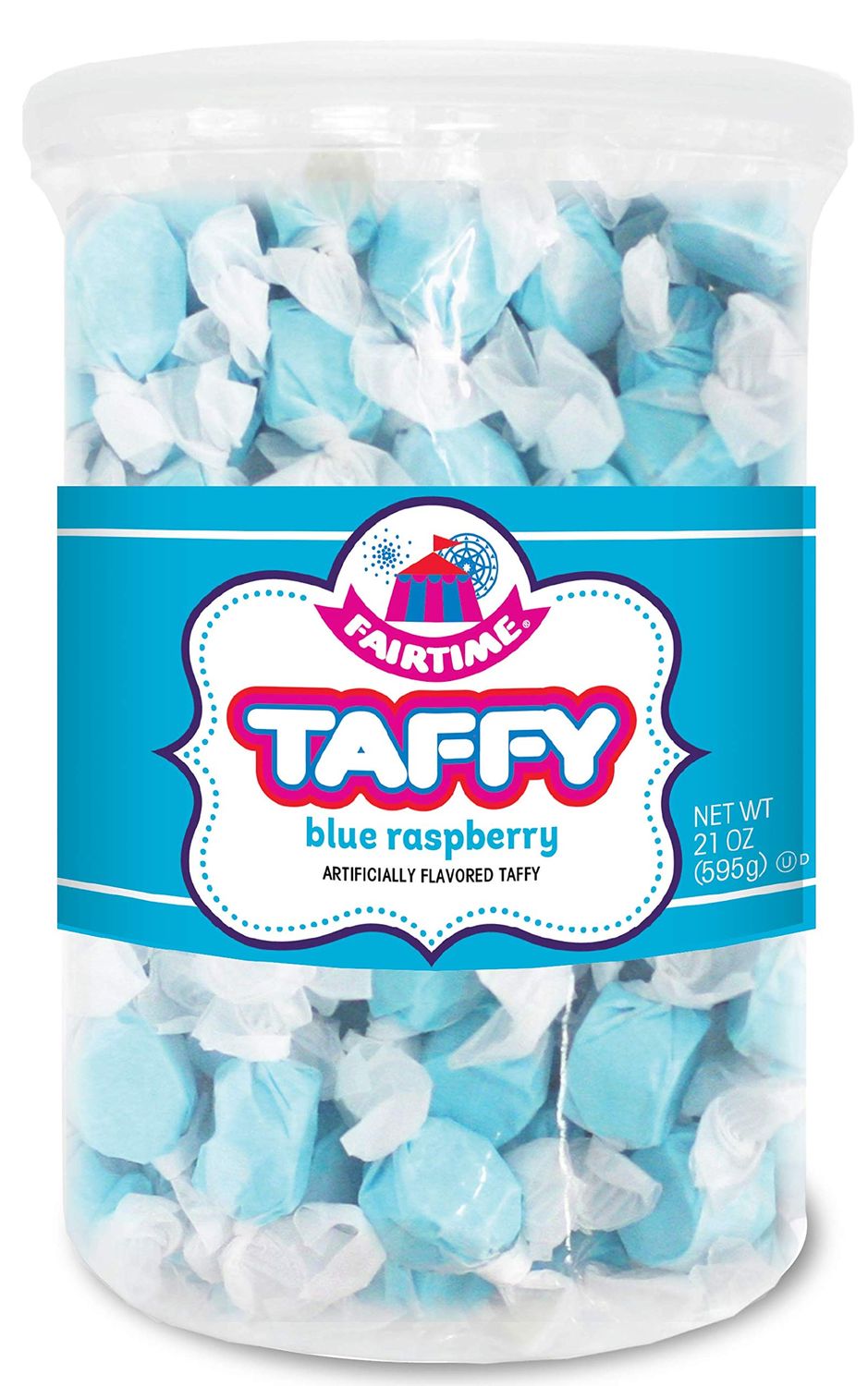 Fairtime Taffy Bulk Blue Candy for Candy Buffets, Blue Raspberry Taffy, Blue Raspberry Candy, Bulk Candy, Pinata Candy, Individually Wrapped Candy - Kosher Candy, 21 Ounce Tub