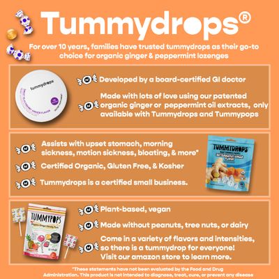 Organic Ginger Butterscotch Cream Tummydrops (Pack with 3 Tins, 54 drops total)