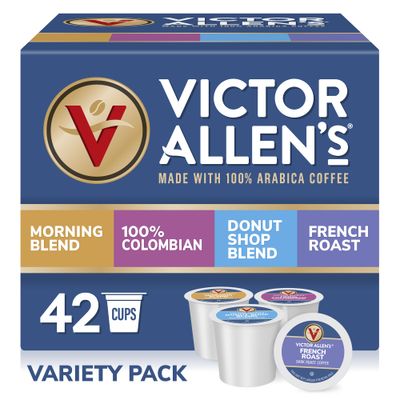 Victor Allen&#39;s Coffee Variety Pack (Morning Blend, 100% Colombian, Donut Shop Blend, and French Roast), 42 Count, Single Serve Coffee Pods for Keurig K-Cup Brewers