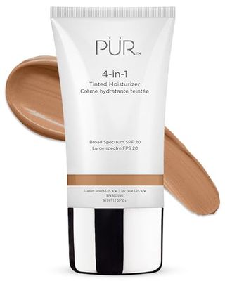 PUR Beauty 4-in-1 Tinted Moisturizer with SPF 20 - Hydrating Skin Tint Face Moisturizer, Primer &amp; Foundation with Shea Butter, Aloe Vera &amp; Vitamin B3 - Vegan Friendly, Paraben Free (Medium)