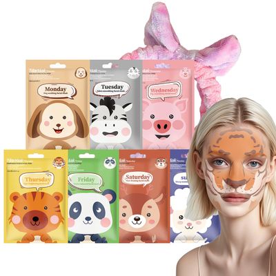 7PCS Animal Character Sheet Masks Gifts - Kids Face Mask Skin Care for Teenage Girls - Face Sheet Mask to Smoothing Nourishing - Spa Party Supplies for Girls - Sheet Mask Face Mask Set All Skin Types