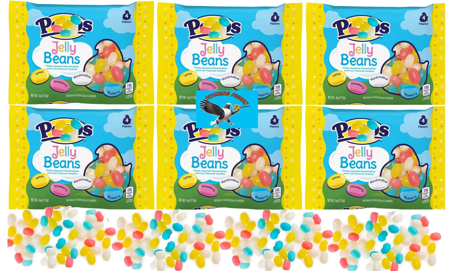 Peeps Marshmallow &amp; Fruit Jelly Beans 24oz Easter Basket Egg Hunt Candy - Includes PITCHING PIGEON Brand Magnet