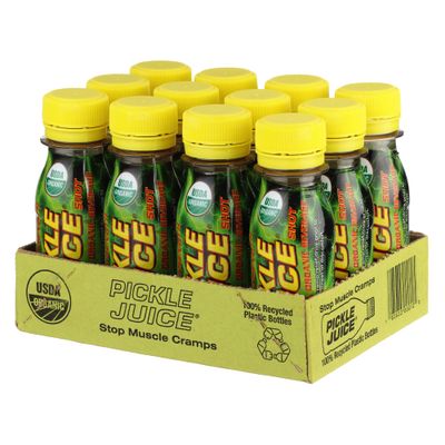 Pickle Juice Sports Drink Shots, Extra Strength - Relieves Cramps Immediately - Electrolyte Pickle Juice Shots for Day &amp; Night Time Leg Cramp Relief - 2.5 oz, 12 Pack