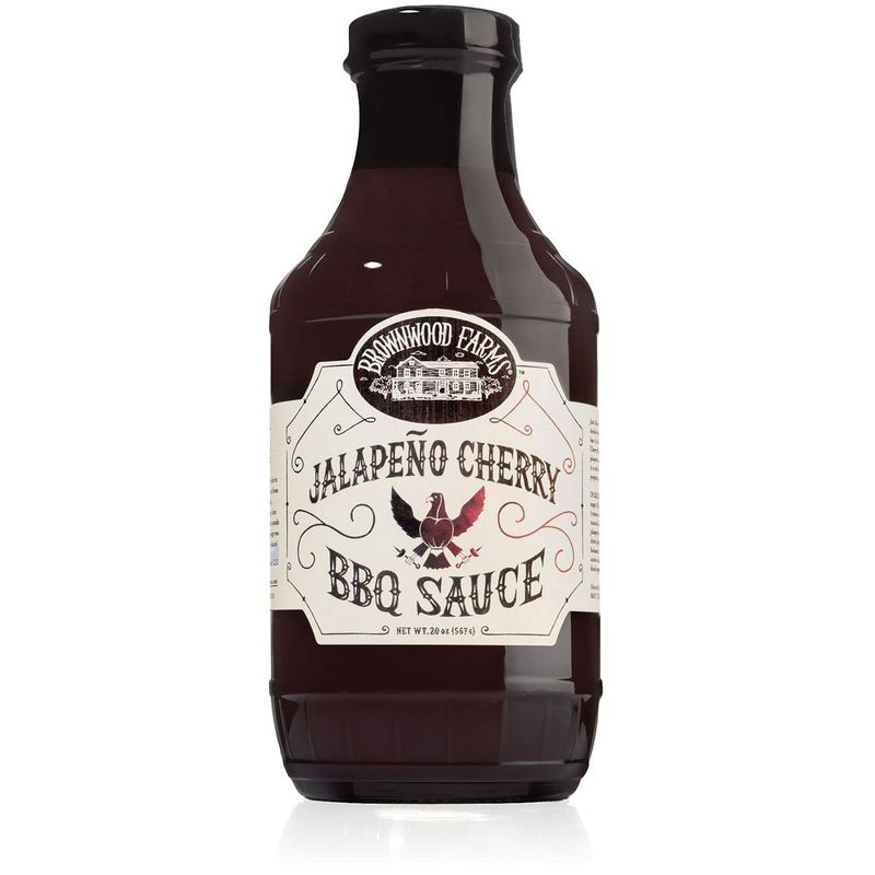 Brownwood Farms BBQ Sauce, Made in Small Batches, Sweet and Tangy, Great on Fries, Meatloaf, Burgers, Glaze, Real Ingredients 20oz (1 Count, Jalapeno Cherry)